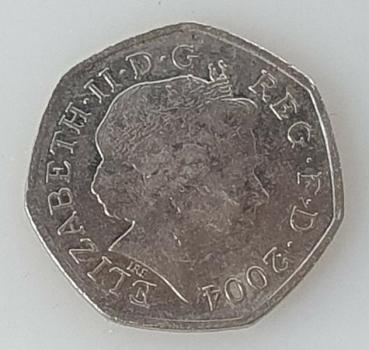 50 Pence 2004, Königin Elisabeth II, Großbritannien