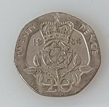 20 Pence -Twenty Pence- 1984, Königin Elisabeth II, Großbritannien