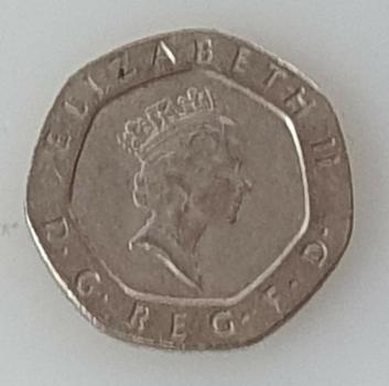 20 Pence -Twenty Pence- 1989, Königin Elisabeth II, Großbritannien