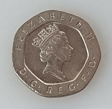 20 Pence -Twenty Pence- 1993, Königin Elisabeth II, Großbritannien