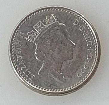 5 Pence 1990 Königin Elisabeth II, Großbritannien