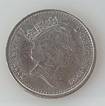 10 Pence 1992  Königin Elisabeth II, Großbritannien CuNi