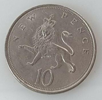 Preview: 10 New Pence 1969 Königin Elisabeth II, Großbritannien aus CuNi