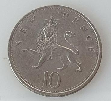10 New Pence 1976 Königin Elisabeth II, Großbritannien aus CuNi