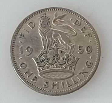 1 Shilling -One Shilling 1950, König Georg VI Großbritannien, Englisches Wappen