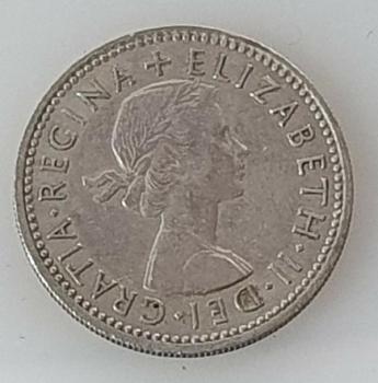1 Schilling -One Shilling 1956, Königin Elisabeth II Großbritannien, Englisches Wappen