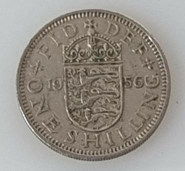 1 Schilling -One Shilling 1956, Königin Elisabeth II Großbritannien, Englisches Wappen
