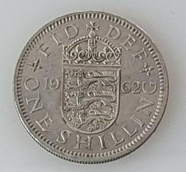 1 Schilling -One Shilling 1962, Königin Elisabeth II Großbritannien, Englisches Wappen