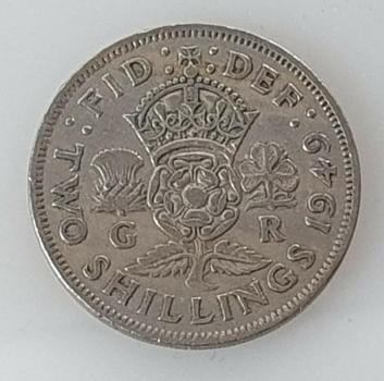 Preview: 2 Schilling -Two Shillings- Florin 1949 König Georg VI, Großbritannien aus CuNi