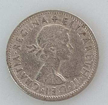2 Schilling -Two Shillings- Florin 1956 Königin Elisabeth II, Großbritannien aus CuNi