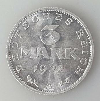 3 Mark 1922 A, Deutschland Weimarer Republik