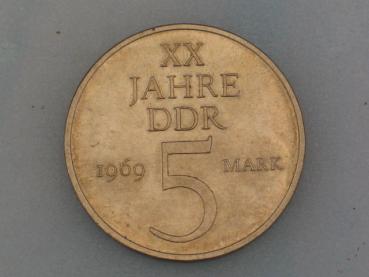 5 Mark 1969, "20 Jahre DDR" Gedenkmünze -Deutsche Demokratische Republik-