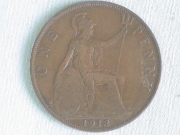 1 Penny -One Penny- 1913, König Georg V, Großbritannien aus Bronze