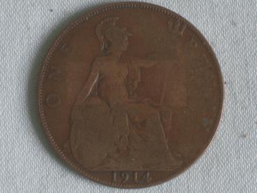 1 Penny -One Penny- 1914, König Georg V, Großbritannien aus Bronze