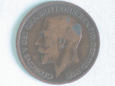 Preview: 1 Penny -One Penny- 1918, König Georg V, Großbritannien aus Bronze