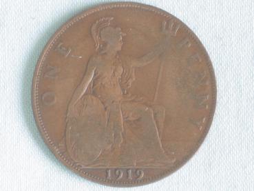 1 Penny -One Penny- 1919, König Georg V, Großbritannien aus Bronze
