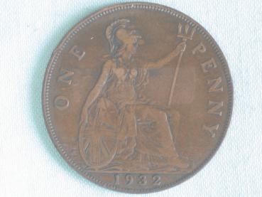 1 Penny -One Penny- 1932, König Georg V, Großbritannien aus Bronze