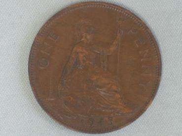 1 Penny -One Penny- 1945, König Georg V, Großbritannien aus Bronze