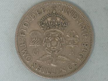 2 Schilling (Florin) 1948, König George VI, Großbritannien aus CuNi