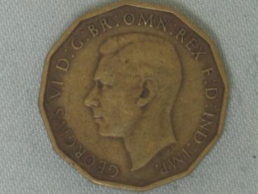 Preview: Three Pence "George VI" 1937 aus Nickel / Messing