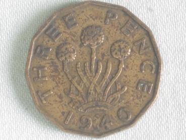 Three Pence "George VI" 1940 aus Nickel / Messing