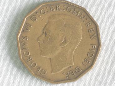 Three Pence "George VI" 1952 aus Nickel / Messing