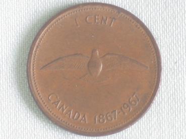 1 Cent "Elizabeth II - Felsentaube" 1967 Kanada aus Kupfer