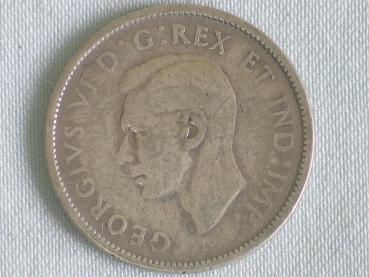 25 Cents "George VI - Caribou" 1944 aus 800er Silber