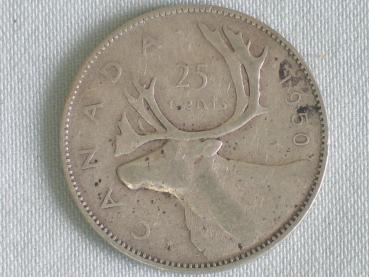 25 Cents "George VI - Caribou" 1950 aus 800er Silber