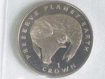 1 Crown 1994, Preserve Planet Earth "Seerobben", Isle of Man aus Kupfer Nickel