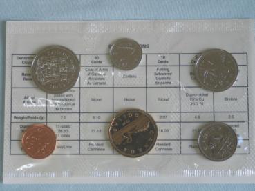 Preview: Kanada, Kursmuenzensatz 1994 in luftdichter Schutzhuelle mit Beschreibung