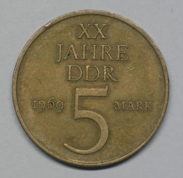 5 Mark "20 Jahre DDR" 1969 Gedenkmünze -Deutsche Demokratische Republik-