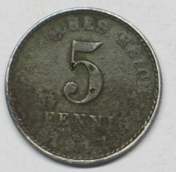 5 Pfennig Kaiserreich -nicht lesbar- aus CuNi