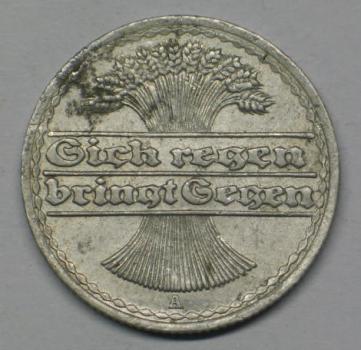 50 Pfennig 1919 A aus Aluminium -Ähren- -Weimarer Republik-