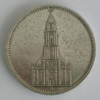 5 Reichsmark Drittes Reich "Garnisonskirche" 1935 A aus 900er Silber