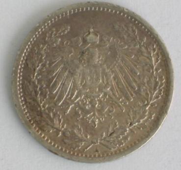 1/2 Mark 1914 A Deutsches Reich, 900er Silbermünze