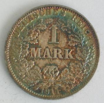 1 Mark Kaiserreich 1911 A aus 900er Silber