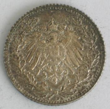 1/2 Mark 1918 D Deutsches Reich, 900er Silbermünze