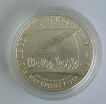 1 Dollar Silbermünze 1987 USA Constitution Coins 200 Jahre Verfassung PP in Kapsel