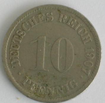 10 Pfennig Kaiserreich 1907 G aus CuNi