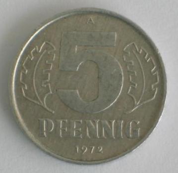 5 Pfennig 1972 A -Deutsche Demokratische Republik-