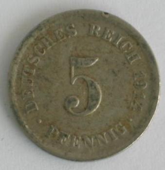 5 Pfennig Kaiserreich 1914 A aus CuNi