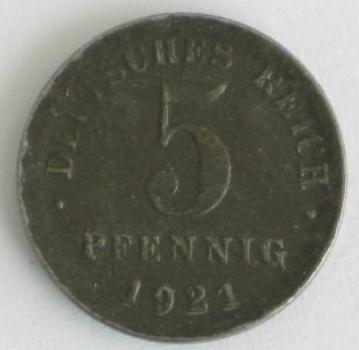 5 Pfennig Kaiserreich 1921 D~ aus Eisen