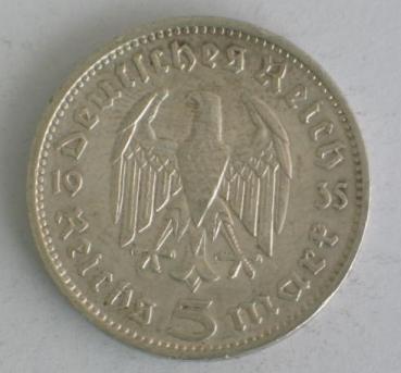 5 Reichsmark Drittes Reich "Hindenburg" 1935 F aus 900er Silber