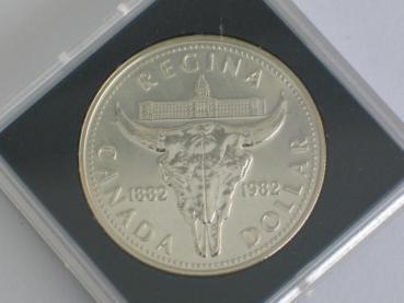 Elizabeth II 1 Dollar Canada "Bison Schädel" 500er Silbermünze in Original Münzrahmen