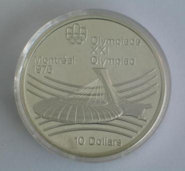 10 Dollars Canada 1976 XXI Olympiade 1976 -Velodrom- 925er Sterlingsilber in Kapsel