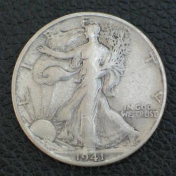 Half Dollar, 1/2 Dollar "Liberty" 1941 USA 900er Silbermünze
