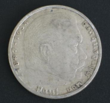 5 Reichsmark "Hindenburg" III Reich 1935 A aus 900er Silber