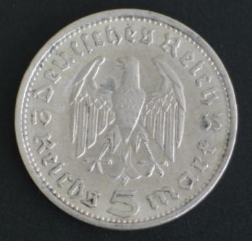 5 Reichsmark "Hindenburg" III Reich 1935 A aus 900er Silber