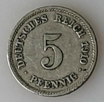 5 Pfennig Kaiserreich 1910 A aus CuNi